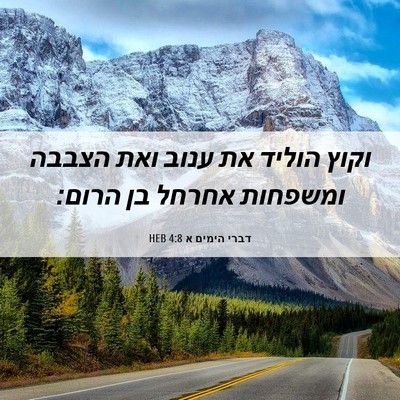 Picture 06 - דברי הימים א 4:8 HEB - וקוץ הוליד את ענוב ואת - Bible Verse Picture