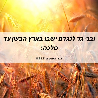 Picture 06 - דברי הימים א 5:11 HEB - ובני גד לנגדם ישבו בארץ - Bible Verse Picture