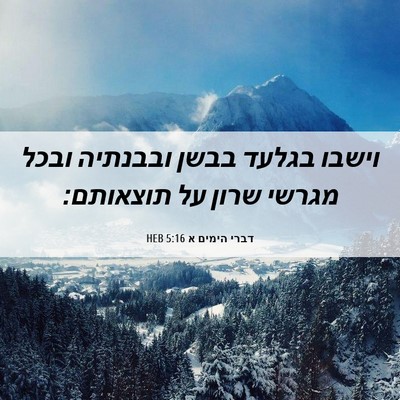 Picture 06 - דברי הימים א 5:16 HEB - וישבו בגלעד בבשן ובבנתיה - Bible Verse Picture