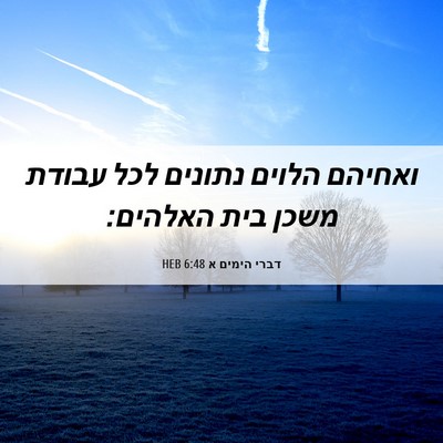 Picture 06 - דברי הימים א 6:48 HEB - ואחיהם הלוים נתונים לכל - Bible Verse Picture