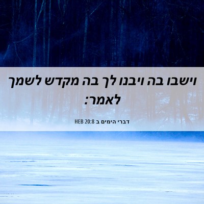 Picture 06 - דברי הימים ב 20:8 HEB - וישבו בה ויבנו לך בה מקדש - Bible Verse Picture