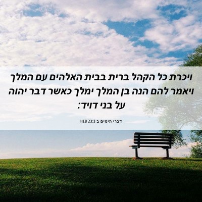 Picture 06 - דברי הימים ב 23:3 HEB - ויכרת כל הקהל ברית בבית - Bible Verse Picture