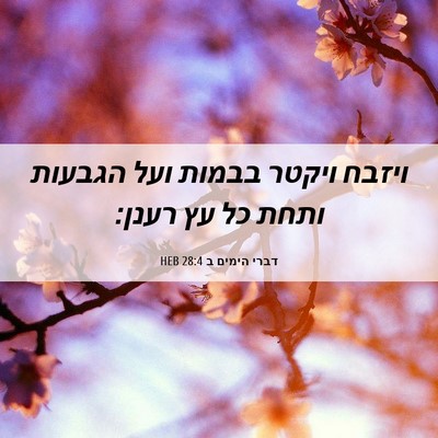 Picture 06 - דברי הימים ב 28:4 HEB - ויזבח ויקטר בבמות ועל - Bible Verse Picture