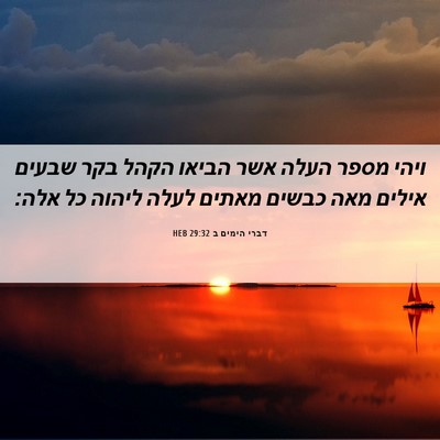 Picture 06 - דברי הימים ב 29:32 HEB - ויהי מספר העלה אשר הביאו - Bible Verse Picture
