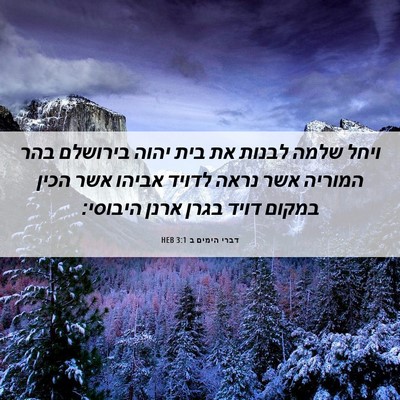 Picture 06 - דברי הימים ב 3:1 HEB - ויחל שלמה לבנות את בית יהוה - Bible Verse Picture