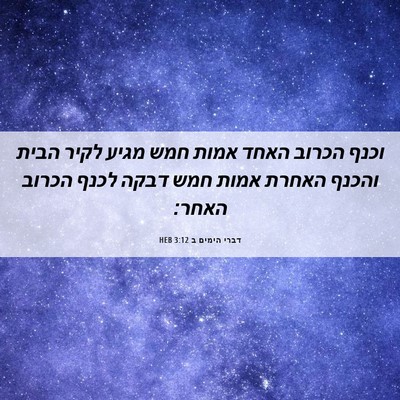 Picture 06 - דברי הימים ב 3:12 HEB - וכנף הכרוב האחד אמות חמש - Bible Verse Picture