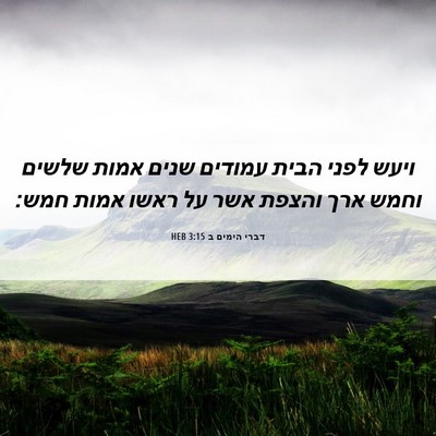Picture 06 - דברי הימים ב 3:15 HEB - ויעש לפני הבית עמודים שנים - Bible Verse Picture