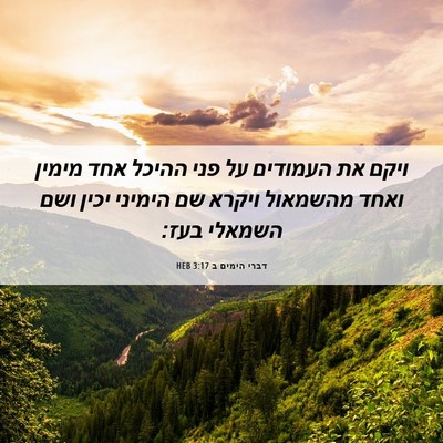 Picture 06 - דברי הימים ב 3:17 HEB - ויקם את העמודים על פני - Bible Verse Picture