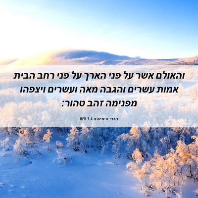 Picture 06 - דברי הימים ב 3:4 HEB - והאולם אשר על פני הארך על - Bible Verse Picture
