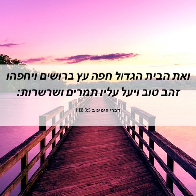 Picture 06 - דברי הימים ב 3:5 HEB - ואת הבית הגדול חפה עץ - Bible Verse Picture