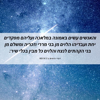 Picture 06 - דברי הימים ב 34:12 HEB - והאנשים עשים באמונה במלאכה - Bible Verse Picture