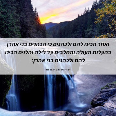 Picture 06 - דברי הימים ב 35:14 HEB - ואחר הכינו להם ולכהנים כי - Bible Verse Picture