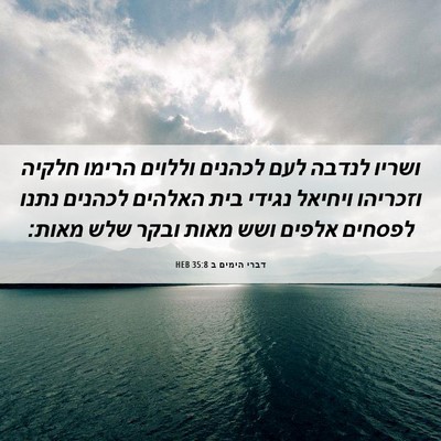 Picture 06 - דברי הימים ב 35:8 HEB - ושריו לנדבה לעם לכהנים - Bible Verse Picture