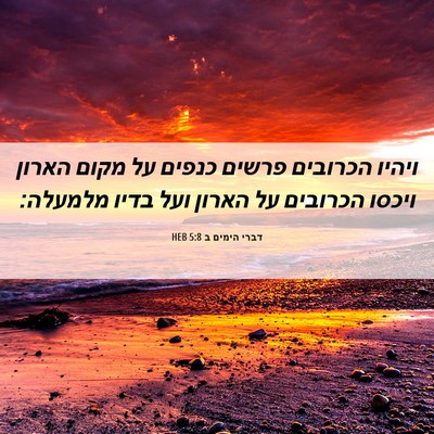 Picture 06 - דברי הימים ב 5:8 HEB - ויהיו הכרובים פרשים כנפים - Bible Verse Picture