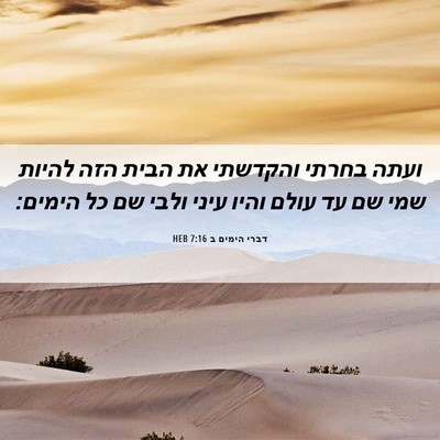 Picture 06 - דברי הימים ב 7:16 HEB - ועתה בחרתי והקדשתי את הבית - Bible Verse Picture