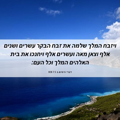 Picture 06 - דברי הימים ב 7:5 HEB - ויזבח המלך שלמה את זבח הבקר - Bible Verse Picture