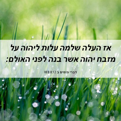 Picture 06 - דברי הימים ב 8:12 HEB - אז העלה שלמה עלות ליהוה על - Bible Verse Picture