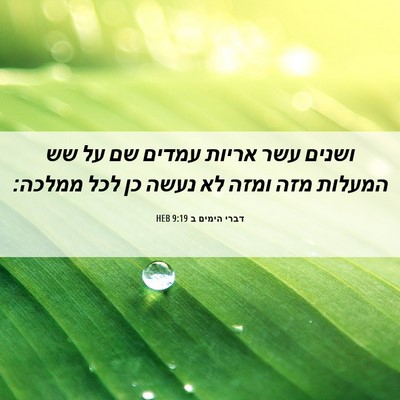 Picture 06 - דברי הימים ב 9:19 HEB - ושנים עשר אריות עמדים שם על - Bible Verse Picture