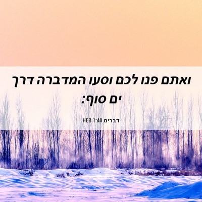 Picture 06 - דברים 1:40 HEB - ואתם פנו לכם וסעו המדברה - Bible Verse Picture