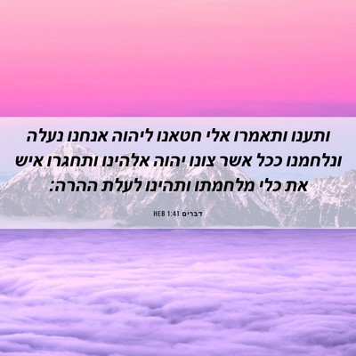 Picture 06 - דברים 1:41 HEB - ותענו ותאמרו אלי חטאנו - Bible Verse Picture