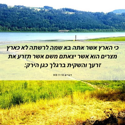 Picture 06 - דברים 11:10 HEB - כי הארץ אשר אתה בא שמה - Bible Verse Picture