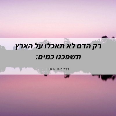 Picture 06 - דברים 12:16 HEB - רק הדם לא תאכלו על הארץ - Bible Verse Picture
