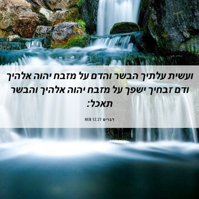 Picture 06 - דברים 12:27 HEB - ועשית עלתיך הבשר והדם על - Bible Verse Picture