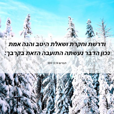 Picture 06 - דברים 13:14 HEB - ודרשת וחקרת ושאלת היטב - Bible Verse Picture