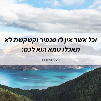 Picture 06 - דברים 14:10 HEB - וכל אשר אין לו סנפיר וקשקשת - Bible Verse Picture