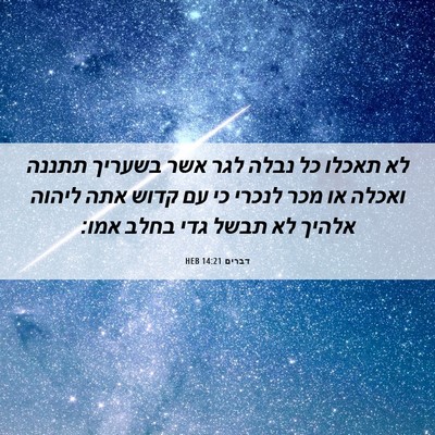 Picture 06 - דברים 14:21 HEB - לא תאכלו כל נבלה לגר אשר - Bible Verse Picture