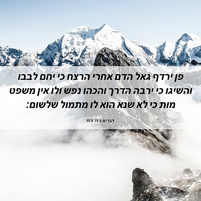 Picture 06 - דברים 19:6 HEB - פן ירדף גאל הדם אחרי הרצח - Bible Verse Picture