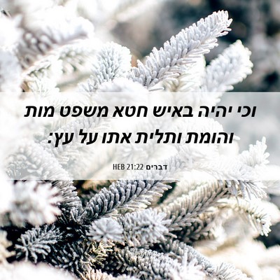 Picture 06 - דברים 21:22 HEB - וכי יהיה באיש חטא משפט מות - Bible Verse Picture