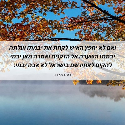 Picture 06 - דברים 25:7 HEB - ואם לא יחפץ האיש לקחת את - Bible Verse Picture