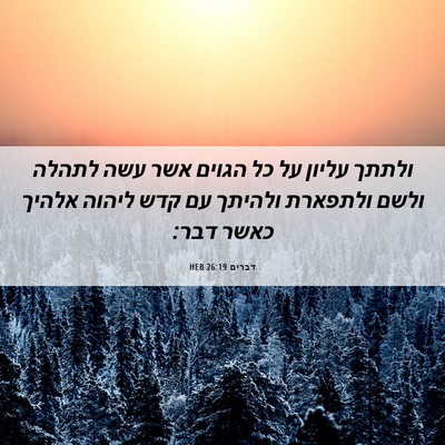 Picture 06 - דברים 26:19 HEB - ולתתך עליון על כל הגוים אשר - Bible Verse Picture