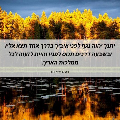 Picture 06 - דברים 28:25 HEB - יתנך יהוה נגף לפני איביך - Bible Verse Picture