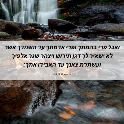 Picture 06 - דברים 28:51 HEB - ואכל פרי בהמתך ופרי אדמתך - Bible Verse Picture