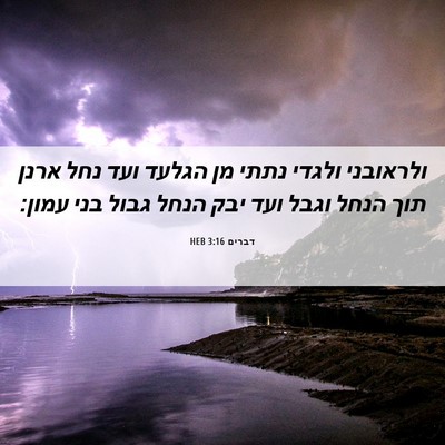 Picture 06 - דברים 3:16 HEB - ולראובני ולגדי נתתי מן - Bible Verse Picture