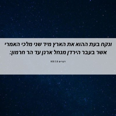 Picture 06 - דברים 3:8 HEB - ונקח בעת ההוא את הארץ מיד - Bible Verse Picture