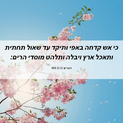 Picture 06 - דברים 32:22 HEB - כי אש קדחה באפי ותיקד עד - Bible Verse Picture
