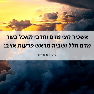 Picture 06 - דברים 32:42 HEB - אשכיר חצי מדם וחרבי תאכל - Bible Verse Picture