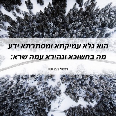 Picture 06 - דניאל 2:22 HEB - הוא גלא עמיקתא ומסתרתא ידע - Bible Verse Picture