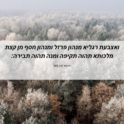 Picture 06 - דניאל 2:42 HEB - ואצבעת רגליא מנהון פרזל - Bible Verse Picture