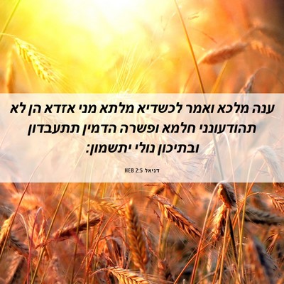 Picture 06 - דניאל 2:5 HEB - ענה מלכא ואמר לכשדיא מלתא - Bible Verse Picture