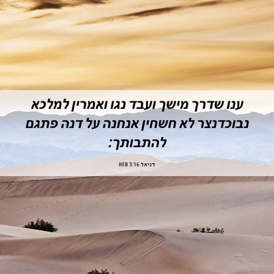 Picture 06 - דניאל 3:16 HEB - ענו שדרך מישך ועבד נגו - Bible Verse Picture