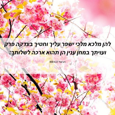 Picture 06 - דניאל 4:27 HEB - להן מלכא מלכי ישפר עליך - Bible Verse Picture
