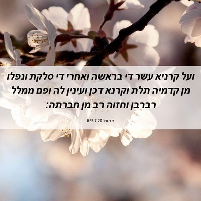 Picture 06 - דניאל 7:20 HEB - ועל קרניא עשר די בראשה - Bible Verse Picture