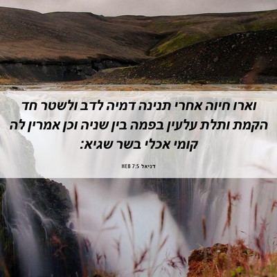 Picture 06 - דניאל 7:5 HEB - וארו חיוה אחרי תנינה דמיה - Bible Verse Picture