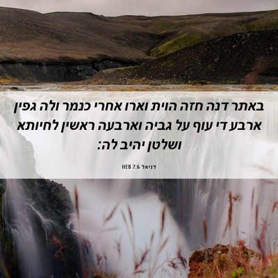 Picture 06 - דניאל 7:6 HEB - באתר דנה חזה הוית וארו אחרי - Bible Verse Picture