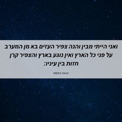 Picture 06 - דניאל 8:5 HEB - ואני הייתי מבין והנה צפיר - Bible Verse Picture