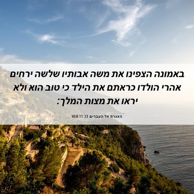Picture 06 - האגרת אל העברים 11:23 HEB - באמונה הצפינו את משה - Bible Verse Picture